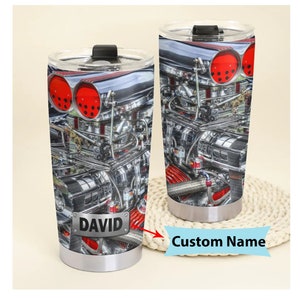 Personalized Mechanic Tumbler, Hot Rod Car engine, Mechanic Gift For Men, Car Mechanic, Car Lovers Gift, Gift For Son, Birthday Gifts