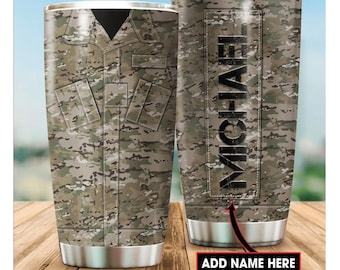 Personalized Army Tumbler, Customize United States Army Tumbler, Veteran Tumbler, Military Uniform Tumbler, Gift For Men, Veteran Day Gifts