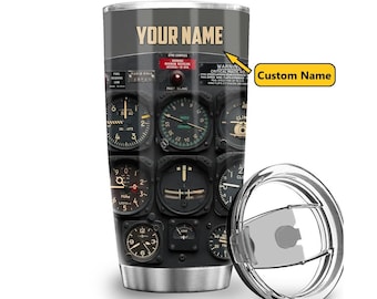 Pilot Tumbler, Custom Name Tumbler, Gift For him, Pilot Travel Mug, Airplane Tumbler, Gift For Pilot, Flying Gift, Pilot Christmas Gift