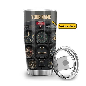 Pilot Tumbler, Custom Name Tumbler, Gift For him, Pilot Travel Mug, Airplane Tumbler, Gift For Pilot, Flying Gift, Pilot Christmas Gift
