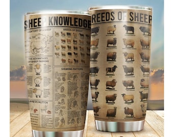 Sheep Knowledge Tumbler, Breeds Of Sheep, Gift for Sheep Lover, Sheep Farmer Gift, Gifts For Women, Gift for Rancher, Farmer Christmas gift