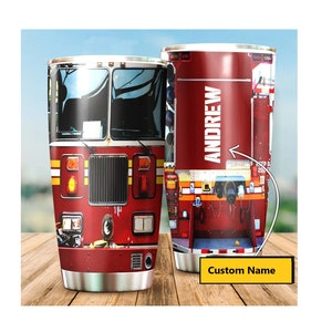 Firetruck Tumbler, Custom Name Tumbler, Gift for Fireman, Personalized Gift, Gift for Firefighter, Firefighter Gift For Him, Christmas Gift