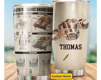 Bicchiere di conoscenza del meccanico automatico, Conoscenza dell'auto, Bicchiere con nome personalizzato, Regalo per meccanico, Regalo per gli amanti dell'auto, Regali meccanici per uomini, Regalo di Natale