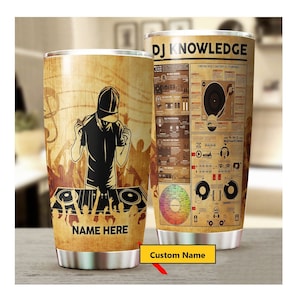 DJ Knowledge Tumbler, Dj Mix Board, Custom Name Tumbler, Gift for Dj, Birthday Gift, Dj Gifts for Men, Disc Jockey Gift, Gifts For Dad
