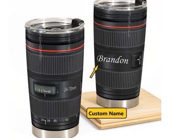 Camera Lens Personalized Tumbler, Funy Camera Mug, Photography mug, Photographer Gift For Him, camera gift idea, photography gifts Christmas