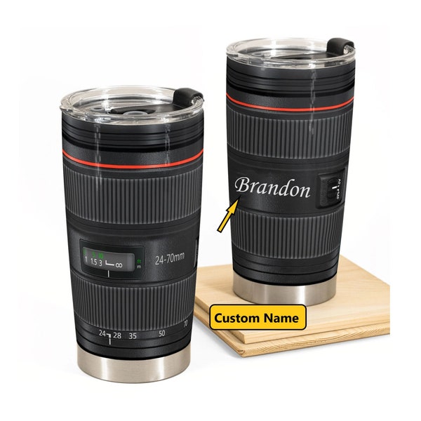Camera Lens Personalized Tumbler, Funy Camera Mug, Photography mug, Photographer Gift For Him, camera gift idea, photography gifts Christmas