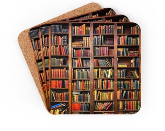 Librarian Coaster, Library Gift, Librarian Mug, Bookshelf Gift, Book Lover Gift, Gift For Mom, Bookworm Gift, Book Coaster Set, Readers Gift