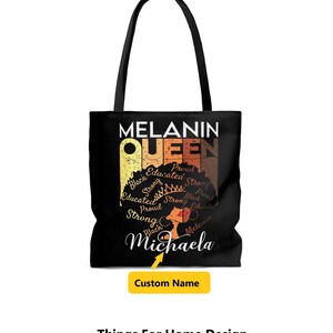 Melanin Queen Tragetasche, Custom Black Girl Tasche, Boss Girl Geschenk, Black Girl Magie, Geschenke für schwarze Frauen, Afro Woman Geschenke, Geschenke für sie