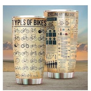 Cycling Knowledge Tumbler, Gift for Cyclists, Types Of Bikes, Cycling Tumbler, Bikers Lover Gifts, Bicyclist Gift Mug, Gifts for Bikers