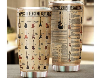 Electric Guitar Knowledge Tumbler, Gift for Guitarist, Guitar Gift For Men, music lover gift, Guitar Tumbler, Musical Tumbler, Gift For Dad