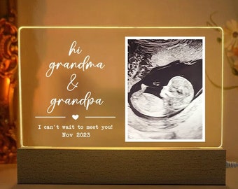 Pregnancy Announcement Gift, Hi Grandma and Grandpa, Baby Announcement Acrylic, Gifts for Grandparents, Christmas Gifts, Ultrasound frame