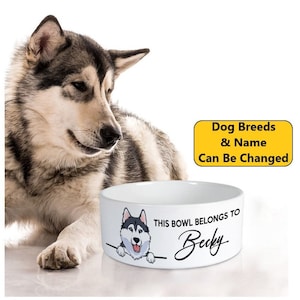 Personalized Dog Bowls, Bowl Belongs To, Pet Gift, Dog Food/Water Bowls, Custom Dog Breeds Bowl, Dog Lovers Gifts, Custom Name Dog Bowls