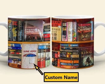 Book Stephen King Personalized Mug, Book Lover Gift, Stephen King Custom, Librarian Coffee Mug, Librarian Teacher Gift, National Book Lovers