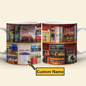 Book Stephen King Personalized Mug, Book Lover Gift, Stephen King Custom, Librarian Coffee Mug, Librarian Teacher Gift, National Book Lovers