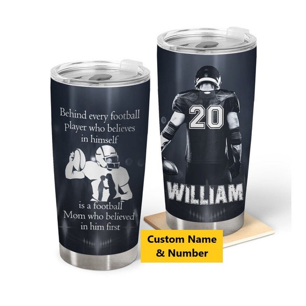 Custom Football Tumbler, Football Team Gifts, Believed In Himself, Gifts for Coach, Gift For Him, Christmas Gift, Gift for Sports Mom