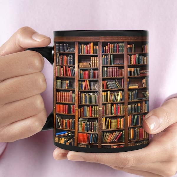 Books Coffee Mugs, Library Gifts, Book Vintage Bookshelves, Book Lovers Mug, Librarian Coffee Mug, Teacher Gift, Gift For Her, Gift For Mom