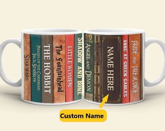 Book Personalized Mug, Librarian Coffee Mug, Custom Bookshelf Mug, Bookish Cup, Back to School Gifts, Book Lover Gifts, Gifts for Readers