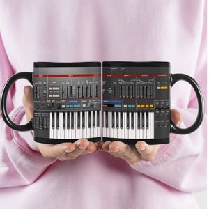 Synthesizer Coffee Mug, Synthesizer Black Machine Mugs, Synthesizer lovers Gift, Coffee Music Gift, Synth Mug, Gift For Men DJ mug Piano Mug