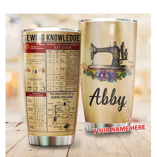 Sewing Knowledge Tumbler, Personalized Gift, Sewing Tumbler, Gift for Sewer, Gift for Seamstress, Gift for Her, Grandma Gift, Sewing Women