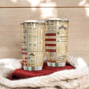 Knitting Knowledge Tumbler, Funny Knitting mug, Gift for knitter, Gifts For Her, Grandma Mom Gifts, Cool knitting cup, Christmas gift