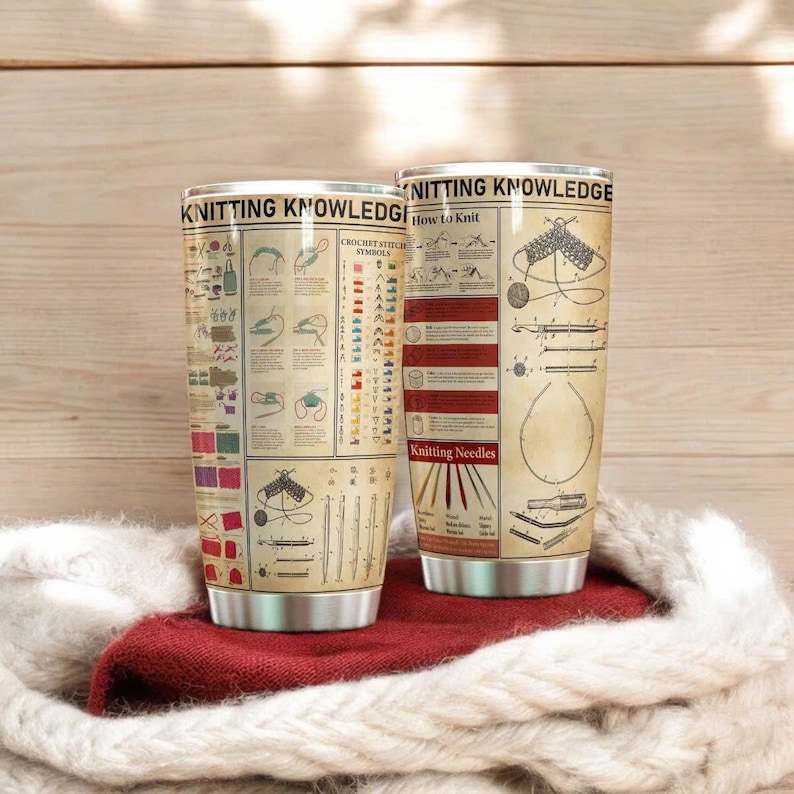 Knitting Knowledge Tumbler, Funny Knitting mug, Gift for knitter, Gifts For Her, Grandma Mom Gifts, Cool knitting cup, Christmas gift