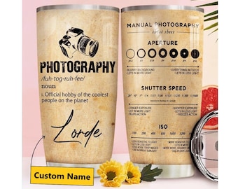 Fotografie Definition Becher, personalisiertes Geschenk, benutzerdefinierter Name Becher, Geschenk für Fotograf Kamera Geschenk, Fotografie Geschenk, Weihnachtsgeschenk