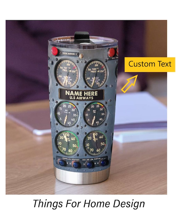 Personalized Tumbler, Pilot Tumbler Gift, Pilot Gift, Custom Name Pilot Tumbler, Panel Tumbler, Aviator Gift, Airline Mechanic, Gift For Him