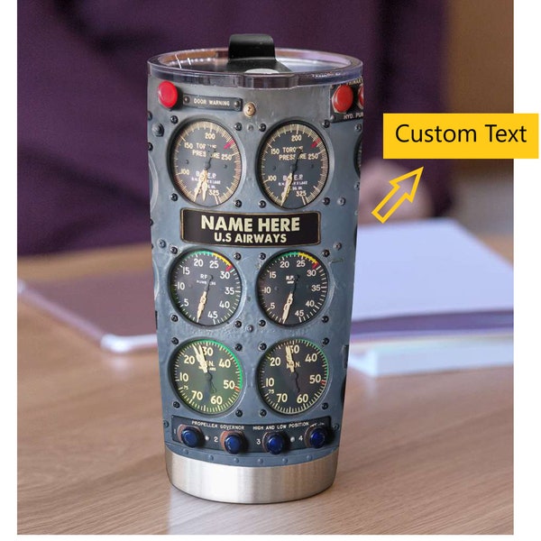 Personalisierter Becher, Pilot Tumbler Geschenk, Pilot Geschenk, benutzerdefinierter Name Pilot Tumbler, Panel Tumbler Geschenk, Airline Mechaniker, Geschenk für ihn