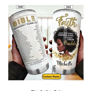 Personalized Black Women Tumbler, African American Girl, Melanin Faith Bible, Black Girl Gifts, Bible Verses Tumbler, Christmas Gifts