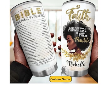 Personalized Black Women Tumbler, African American Girl, Melanin Faith Bible, Black Girl Gifts, Bible Verses Tumbler, Christmas Gifts