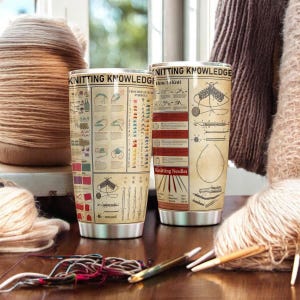 Knitting Knowledge Tumbler, Funny Knitting mug, Gift for knitter, Gifts For Her, Grandma Mom Gifts, Cool knitting cup, Christmas gift