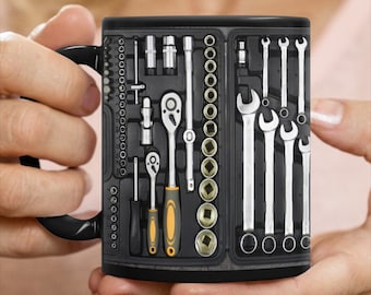 Mechanic Coffee Mugs, Auto Mechanic Gift, Tools Box, Handyman Tool Set Wrenches, Car Lovers Gift, Gifts For dad, Gift For Him, Husband Gifts