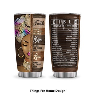 Personalized Melanin Women Tumbler, African American Girl, Black Woman Faith Bible, Black Girl Gifts, Daughter Gifts, Bible Verses Tumbler