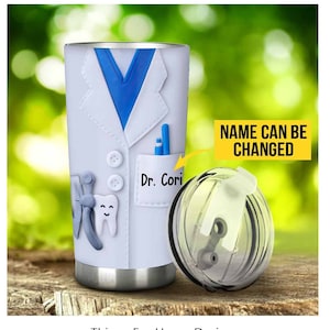 Zahnarzt Becher, personalisiertes Becher Zahnarzthelferin Geschenk, Geschenk für Zahnarzt, Zahnarzt Kaffeetasse, Zahnarzt benutzerdefinierte Name Becher, Geschenk für ihn