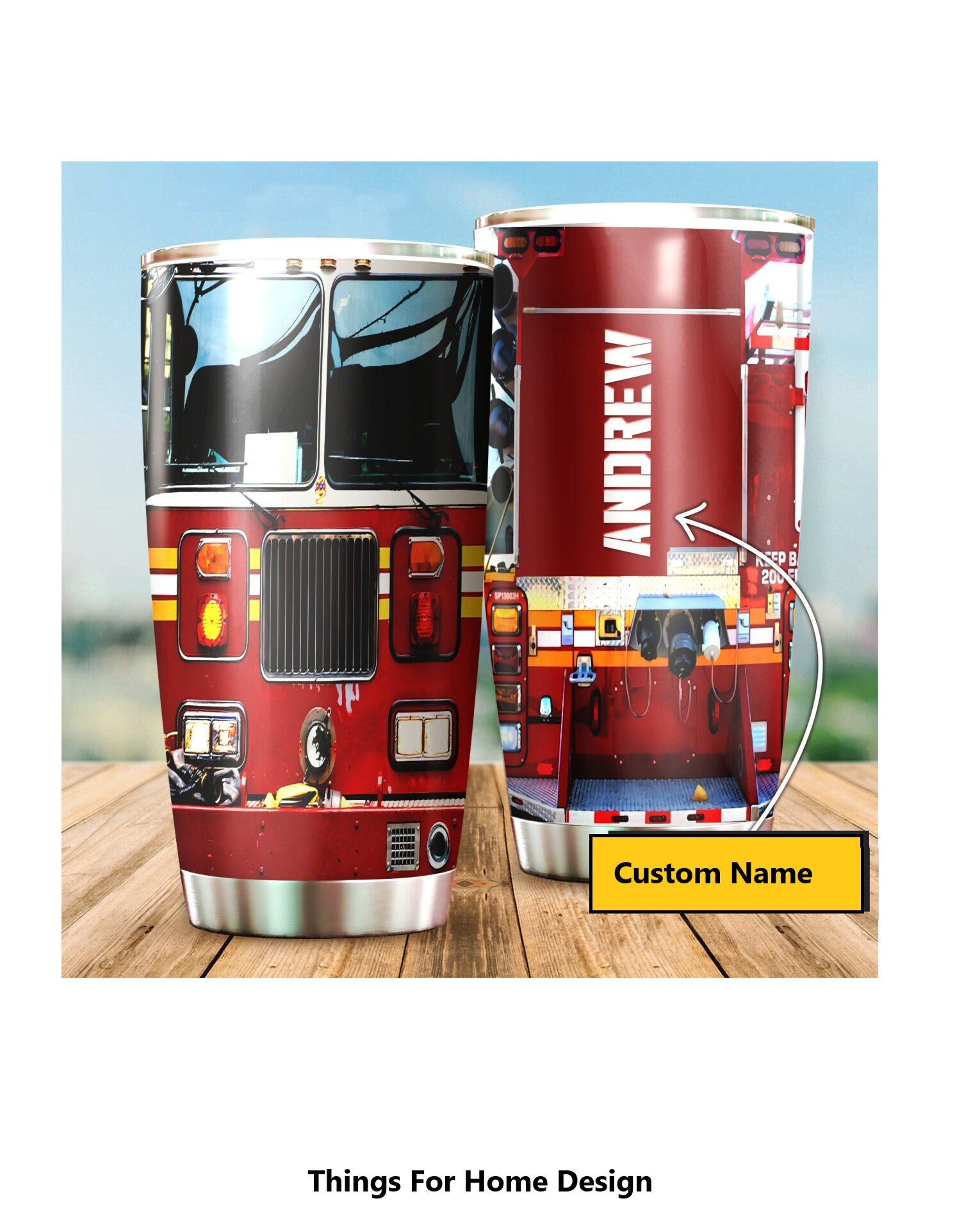Firetruck Tumbler, Custom Name Tumbler, Gift for Fireman, Personalized Gift, Gift for Firefighter, Firefighter Gift For Him, Christmas Gift