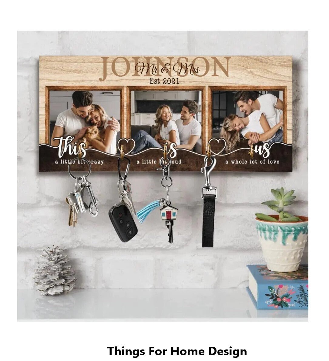 Picture frame with key hooks best sale