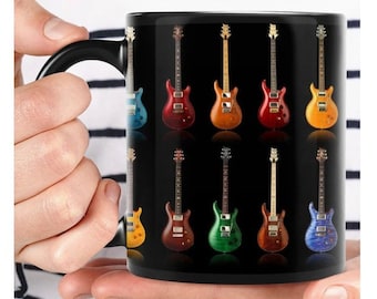 Gitarrmugg, gitarrkaffemugg, present till elgitarr, present till gitarrspelare, presenter till musikälskare, presenter till gitarrist, gitarrpresenter för män