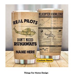 Helicopter Tumbler, Helicopter Knowledge, Gift for Pilot, Custom Name Tumbler, Panel Tumbler, Aviator Gift, US Army Tumbler, Gift For Him