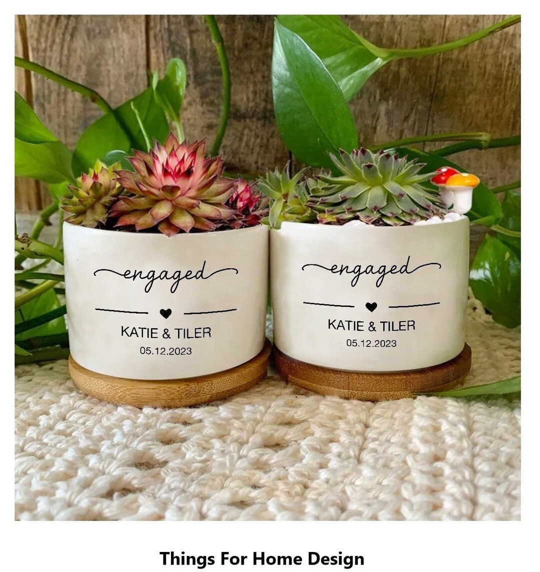 Personalized Planter Pot Wedding Gift Engagement Flower Plant Etsy