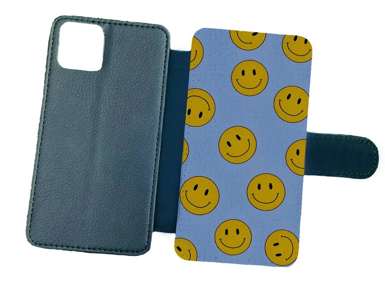 Blue Yellow Smiley Denver Easy-to-use Mall Face Smile Personalised Flip Wallet Card Case