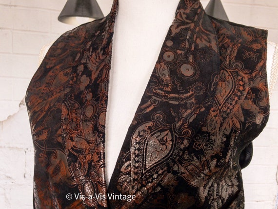 Vintage Pia Rucci Leather Suede Vest Embossed Bla… - image 3