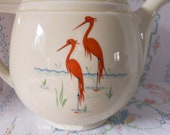 Vintage Drip-O-Lator Crane Coffee Pot by Enterprise Aluminum Company with Orange Art Deco Style.