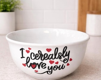 Personalized "I Cereal-sly Love You"  Ceramic Bowl | 6-Inch Snack Dish