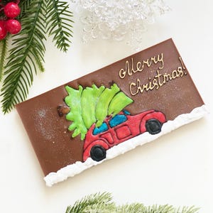 Presente de Natal, carro de Natal, barra de chocolate, totalmente comestível, chocolate belga, arte, presente de chocolate, Noel, Ano Novo