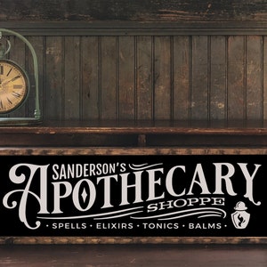 Sanderson's Apothecary - Handmade and Hand Painted Gothic Farmhouse Sign