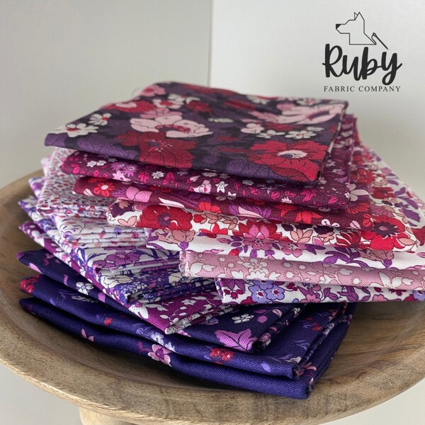 LIBERTY - Flower Show, Botanical Jewel - Fat Quarter Bundle, jewel tones, purple/pink/red