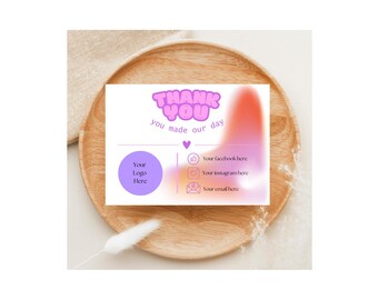 Dankeschön-Kartenvorlage für kleine Unternehmen, bearbeitbare Dankeschönkarte für Unternehmen Danke für Ihre Kaufkarte, druckbare Dankeschön-Paketbeilage