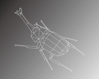 PDF Download, Beetle (Unicorn Beetle) DIY 3D Papercraft Model