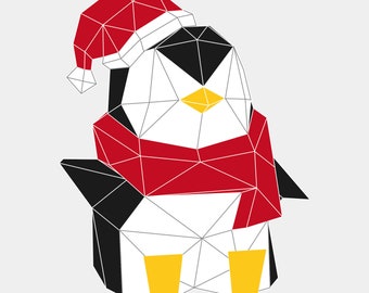 PDF Download, Christmas Penquin DIY 3D Papercraft Model