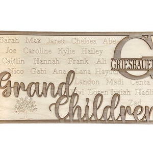 Personalized Grandchildren Framed Sign- SVG - Digital File - Glowforge - Grandparent Gift
